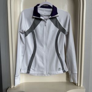 Fila Women's White, Gray, Purple Athletic Running Full Zip Jacket Size XS